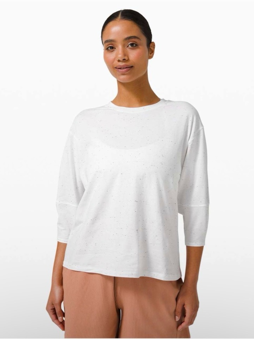 Lululemon LA 3/4 Sleeve Crewneck Shirt Confetti Black White Women’s 6 Gym Active